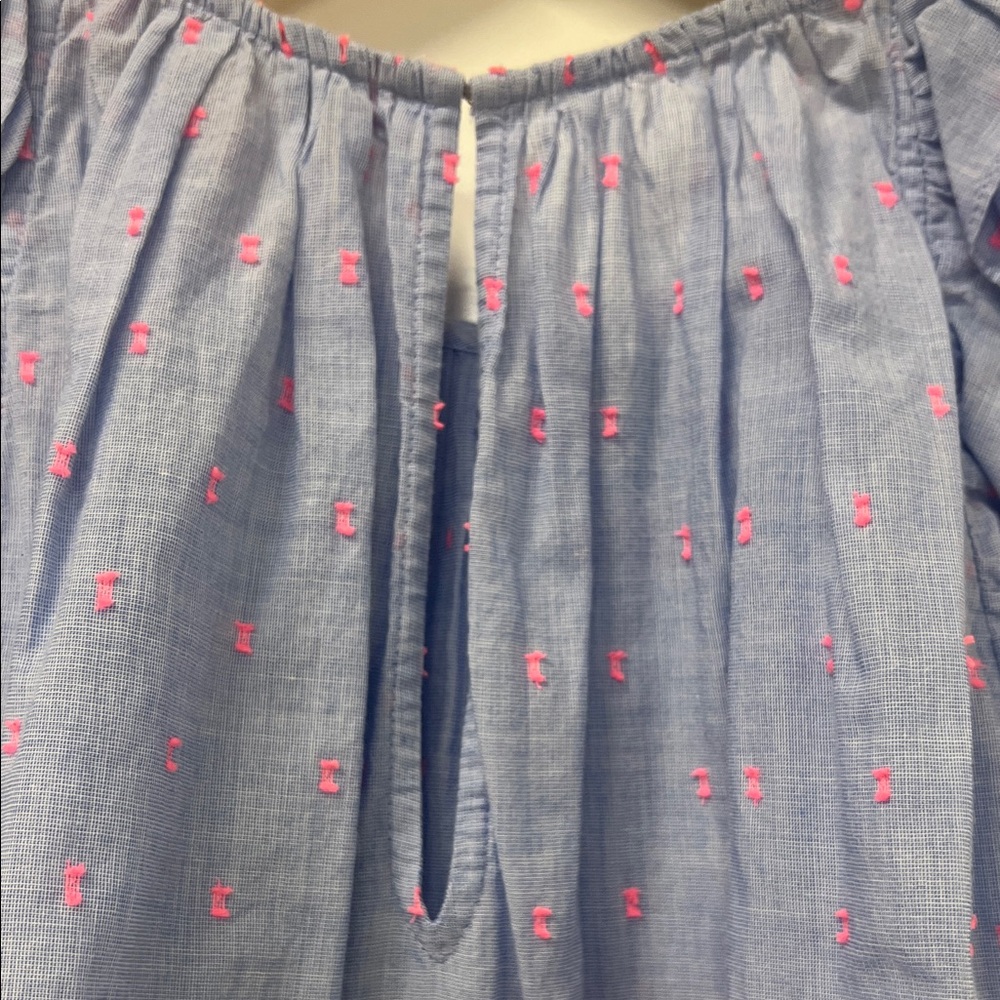 Lilly Pulitzer Top, Ruffle, Sleeveless, Blue w/Pink, Flowy, Feminine - Picture 7 of 12